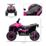 12V Kids ATV Quad Car with Forward and Backward Function, Wear-Resistant Wheels, Music, for Toddlers 3-5 Years Old, Pink - Image 3