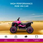 12V Kids ATV Quad Car with Forward and Backward Function, Wear-Resistant Wheels, Music, for Toddlers 3-5 Years Old, Pink - Image 4