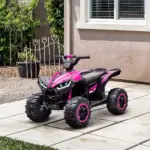 12V Kids ATV Quad Car with Forward and Backward Function, Wear-Resistant Wheels, Music, for Toddlers 3-5 Years Old, Pink - Image 10