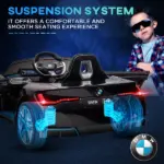 12V Kids Electric Ride On Car with Remote Control and Suspension, Black - Image 7