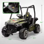 12V Kids Electric Ride On Car with Parent Remote, Suspension and LED Lights, Camouflage - Image 3