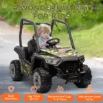 12V Kids Electric Ride On Car with Parent Remote, Suspension and LED Lights, Camouflage - Image 8