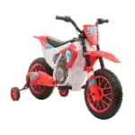 Aosom 12V Kids Electric Motorcycle Dirt Bike Battery-Powered Ride-On Off-road Street Bike Charging Battery Training Wheels Red