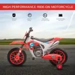 Aosom 12V Kids Electric Motorcycle Dirt Bike Battery-Powered Ride-On Off-road Street Bike Charging Battery Training Wheels Red - Image 4