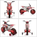 Aosom 12V Kids Electric Motorcycle Dirt Bike Battery-Powered Ride-On Off-road Street Bike Charging Battery Training Wheels Red - Image 8
