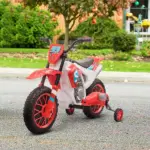 Aosom 12V Kids Electric Motorcycle Dirt Bike Battery-Powered Ride-On Off-road Street Bike Charging Battery Training Wheels Red - Image 10