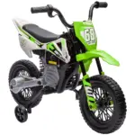 Qaba 12V Kids Electric Motorcycle with Twist Grip Throttle Training Wheels, Rear Suspension, Music for Aged 3-6 Years, Green - Image 11