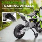 Qaba 12V Kids Electric Motorcycle with Twist Grip Throttle Training Wheels, Rear Suspension, Music for Aged 3-6 Years, Green - Image 5