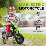 Qaba 12V Kids Electric Motorcycle with Twist Grip Throttle Training Wheels, Rear Suspension, Music for Aged 3-6 Years, Green - Image 6