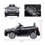 12V Kids Electric Ride-On, Black, Remote Control, Music, Lights, Dual Motors, for Children - Image 3