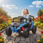 Qaba 12V Kids Ride On Truck, Battery Powered Electric UTV Vehicle with Rear Suspension, Remote Control for 3-5 Years, Blue - Image 2