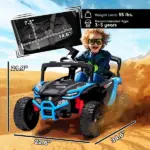 Qaba 12V Kids Ride On Truck, Battery Powered Electric UTV Vehicle with Rear Suspension, Remote Control for 3-5 Years, Blue - Image 3