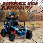 Qaba 12V Kids Ride On Truck, Battery Powered Electric UTV Vehicle with Rear Suspension, Remote Control for 3-5 Years, Blue - Image 4