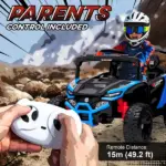 Qaba 12V Kids Ride On Truck, Battery Powered Electric UTV Vehicle with Rear Suspension, Remote Control for 3-5 Years, Blue - Image 5