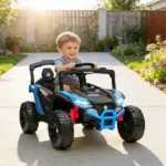 Qaba 12V Kids Ride On Truck, Battery Powered Electric UTV Vehicle with Rear Suspension, Remote Control for 3-5 Years, Blue - Image 10