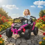 12V Kids Ride On Truck, Battery Powered Electric UTV Vehicle with Rear Suspension, Remote Control for 3-5 Years, Pink - Image 2