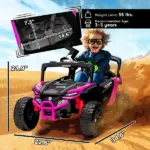 12V Kids Ride On Truck, Battery Powered Electric UTV Vehicle with Rear Suspension, Remote Control for 3-5 Years, Pink - Image 3