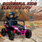 12V Kids Ride On Truck, Battery Powered Electric UTV Vehicle with Rear Suspension, Remote Control for 3-5 Years, Pink - Image 4