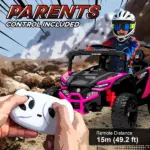 12V Kids Ride On Truck, Battery Powered Electric UTV Vehicle with Rear Suspension, Remote Control for 3-5 Years, Pink - Image 5