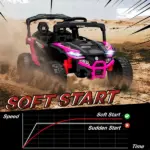 12V Kids Ride On Truck, Battery Powered Electric UTV Vehicle with Rear Suspension, Remote Control for 3-5 Years, Pink - Image 6