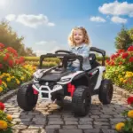 Qaba 12V Kids Ride On Truck, Battery Powered Electric UTV Vehicle with Rear Suspension, Remote Control for 3-5 Years, White - Image 2