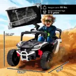 Qaba 12V Kids Ride On Truck, Battery Powered Electric UTV Vehicle with Rear Suspension, Remote Control for 3-5 Years, White - Image 3