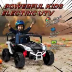 Qaba 12V Kids Ride On Truck, Battery Powered Electric UTV Vehicle with Rear Suspension, Remote Control for 3-5 Years, White - Image 4