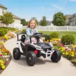 Qaba 12V Kids Ride On Truck, Battery Powered Electric UTV Vehicle with Rear Suspension, Remote Control for 3-5 Years, White - Image 10