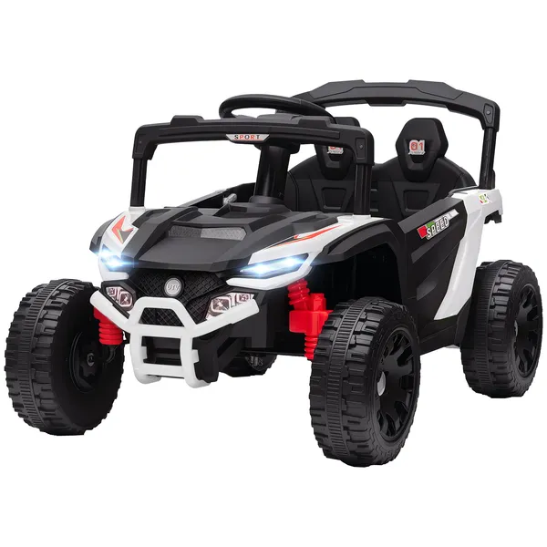 12v-kids-ride-on-truck-battery-powered-electric-utv-vehicle-with-rear-suspension-remote-control-for-3-5-years-white.webp Qaba 12V Kids Ride On Truck, Battery Powered Electric UTV Vehicle with Rear Suspension, Remote Control for 3-5 Years, White - Image 1