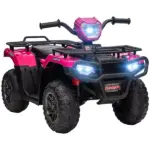 12V Pink Children's Battery Operated Car with Music LED Headlights for Ages 3-5