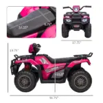 12V Pink Children's Battery Operated Car with Music LED Headlights for Ages 3-5 - Image 3
