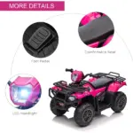 12V Pink Children's Battery Operated Car with Music LED Headlights for Ages 3-5 - Image 7