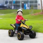 12V Quad ATV for Kids Yellow Dual Motors LED Lights Music Suspension System Ride On Car for 3-5 Years - Image 2