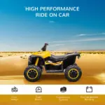 12V Quad ATV for Kids Yellow Dual Motors LED Lights Music Suspension System Ride On Car for 3-5 Years - Image 4