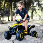 12V Quad ATV for Kids Yellow Dual Motors LED Lights Music Suspension System Ride On Car for 3-5 Years - Image 9