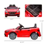 12V Red Ride-On for Boys and Girls, Remote Parent Control, Music, Lights, Dual Motors - Image 3