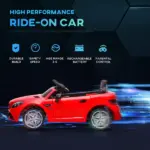 12V Red Ride-On for Boys and Girls, Remote Parent Control, Music, Lights, Dual Motors - Image 4