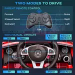 12V Red Ride-On for Boys and Girls, Remote Parent Control, Music, Lights, Dual Motors - Image 5