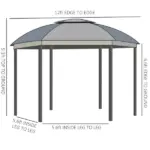 12x12 Canopy Gazebo, Double Roof and Netting Curtains, Zippered Doors, Gray - Image 3