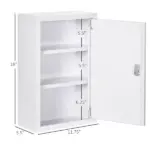 12 x 18 Inch Lockable Steel Wall Medicine Cabinet with 3 Tier Storage, White - Image 3