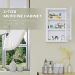 12 x 18 Inch Lockable Steel Wall Medicine Cabinet with 3 Tier Storage, White - Image 5