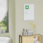 12 x 18 Inch Lockable Steel Wall Medicine Cabinet with 3 Tier Storage, White - Image 7