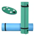 12x5ft Lily Pad Floating Mat with Drink Holders 3-Layer Portable Roll-Up Water Mat Float Dock for 2-3 People, Green - Image 11