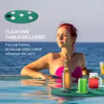 12x5ft Lily Pad Floating Mat with Drink Holders 3-Layer Portable Roll-Up Water Mat Float Dock for 2-3 People, Green - Image 5