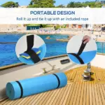 12x5ft Lily Pad Floating Mat with Drink Holders 3-Layer Portable Roll-Up Water Mat Float Dock for 2-3 People, Green - Image 6