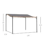 Outsunny 13' x 10' Outdoor Pergola Gazebo, Steel Patio Canopy with Weather-Resistant Fabric and Drainage Holes, Gray - Image 3