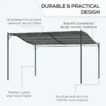 Outsunny 13' x 10' Outdoor Pergola Gazebo, Steel Patio Canopy with Weather-Resistant Fabric and Drainage Holes, Gray - Image 5