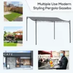 Outsunny 13' x 10' Outdoor Pergola Gazebo, Steel Patio Canopy with Weather-Resistant Fabric and Drainage Holes, Gray - Image 6