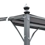 Outsunny 13' x 10' Outdoor Pergola Gazebo, Steel Patio Canopy with Weather-Resistant Fabric and Drainage Holes, Gray - Image 8