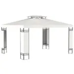 Outsunny 13 ft x 10 ft Patio Gazebo Outdoor Canopy Shelter with Double Vented Roof, Steel Frame for Lawn Backyard and Deck, Cream White